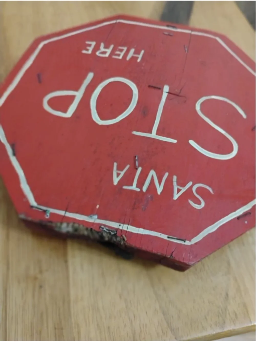 Vintage 60's Wood Santa Stop Here Yard Sign Christmas Yard Decor